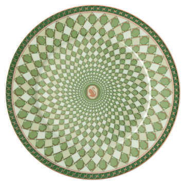 Krožnik za kruh Signum, Porcelan, zeleni - Swarovski, 5635495