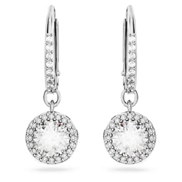 Constella csepp alakú fülbevaló, Körmetszéses, Pavé, Fehér, Ródium bevonattal - Swarovski, 5636270