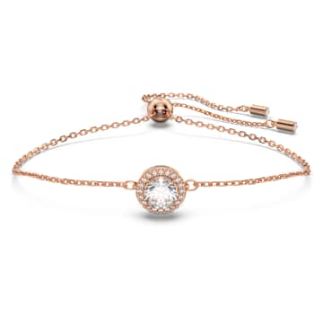 Pulseira Constella, Lapidação redonda, Branca, Lacado a rosa dourado - Swarovski, 5636273