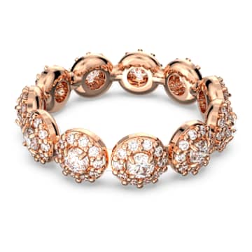 Constella ring, Round cut, Pavé, White, Rose gold-tone plated