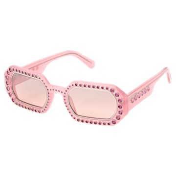 Sunglasses, Octagon shape, Pavé, SK0345 72U, Pink - Swarovski, 5636336
