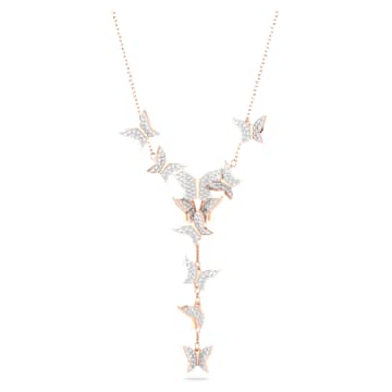 Idyllia Lilia y necklace, Butterfly, White, 18K rose gold finish