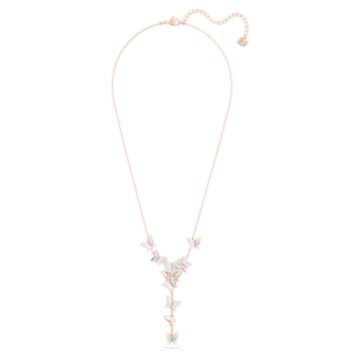 Lilia Y necklace, Butterfly, White, Rose gold-tone plated - Swarovski, 5636419