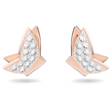 Lilia stud earrings, Butterfly, White, Rose gold-tone plated - Swarovski, 5636427