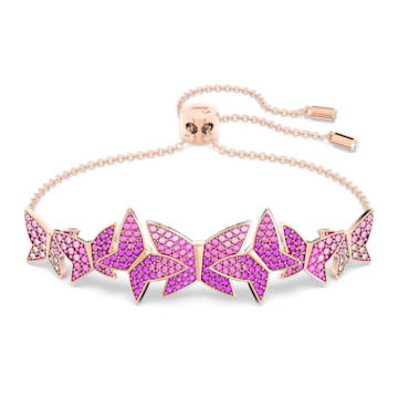 Lilia bracelet, Butterfly, Pink, Rose gold-tone plated