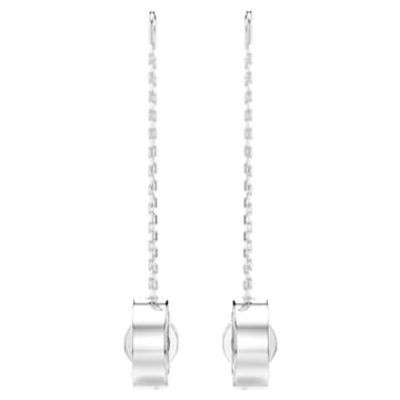 Hollow drop earrings, Long, White, Rhodium plated - Swarovski, 5636435