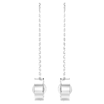 Viseči uhani Hollow, Dolgi, Beli, Prevleka iz rodija - Swarovski, 5636435