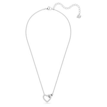 Lovely necklace, Heart, White, Rhodium plated - Swarovski, 5636444