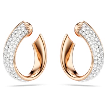 Exist hoop earrings, White, Rose gold-tone plated - Swarovski, 5636448