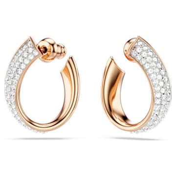 Exist hoop earrings, Small, White, Gold-tone plated - Swarovski, 5636448