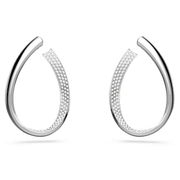 Exist フープピアス, 中, ホワイト, ロジウム・プレーティング | Swarovski