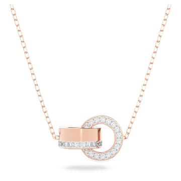Dextera pendant, Interlocking loop, White, Rose gold-tone plated