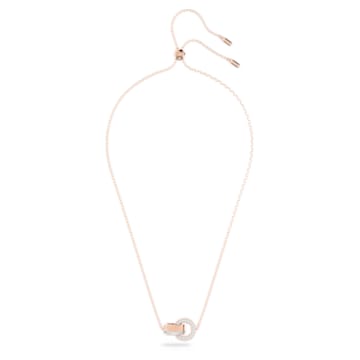 Hollow pendant, Intertwined circles, Small, White, Rose gold-tone plated - Swarovski, 5636496