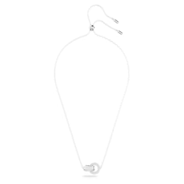 Hollow pendant, Intertwined circles, Small, White, Rhodium plated - Swarovski, 5636497