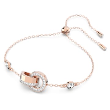 Hollow bracelet, Interlocking loop, White, Rose gold-tone plated - Swarovski, 5636498