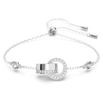 Dextera bracelet, Interlocking loop, White, Rhodium plated