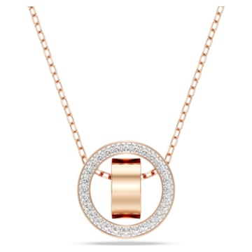 Hollow pendant, White, Rose gold-tone plated - Swarovski, 5636500