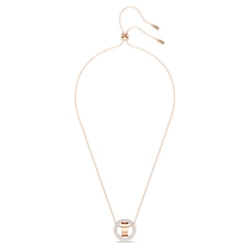 Hollow pendant, Circle, White, Rose gold-tone plated - Swarovski, 5636500
