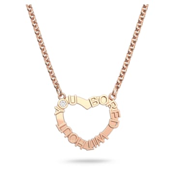 Admiration necklace, Pavé, Heart, White, Rose gold-tone plated - Swarovski, 5636506