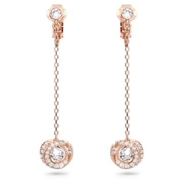 Generation clip earrings, White, Rose gold-tone plated - Swarovski, 5636508