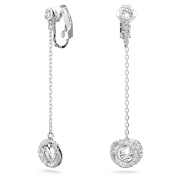 Generation clip earrings, White, Rhodium plated - Swarovski, 5636510
