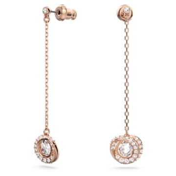 Generation 水滴形耳环, 短, 白色, 镀玫瑰金色调 - Swarovski, 5636516