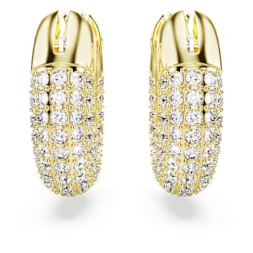 Anneaux d'oreilles Dextera, Petites, Blanches, Placage de ton or - Swarovski, 5636530