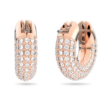 Dextera hoop earrings, Small, White, Rose gold-tone plated - Swarovski, 5636531