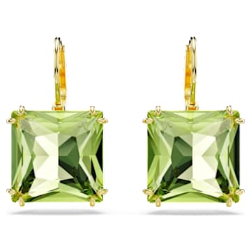 【スワロフスキー】Millenia フックピアス, オクタゴンカット、グリーン Millenia ドロップピアス, スクエア・カット, グリーン, 18Kゴールド