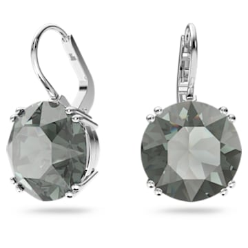Millenia drop earrings, Round cut, Black, Rhodium plated - Swarovski, 5636567