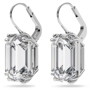 Pendants d'oreilles Millenia, Taille octogonale, Blanches, Métal rhodié - Swarovski, 5636569