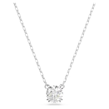 Stilla pendant, Round cut, White, Rhodium plated by SWAROVSKI