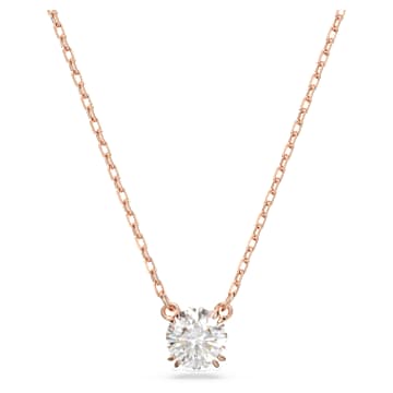 Stilla pendant Round cut White Rose gold tone plated Swarovski