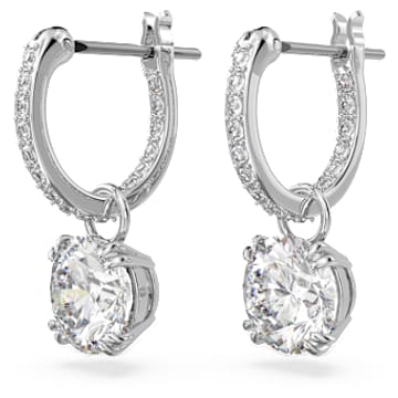 Pendants d'oreilles Constella, Coupe ronde, Blanches, Métal rhodié - Swarovski, 5636717