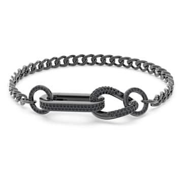 Bracelet Dextera, Pavé, Liens mélangés, Noir, Métal plaqué ruthénium - Swarovski, 5636737
