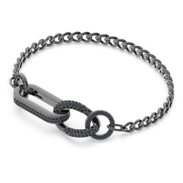Bracelet Dextera, Pavé, Liens mélangés, Noir, Métal plaqué ruthénium - Swarovski, 5636737