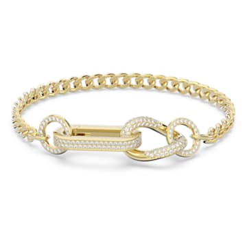 Dextera bracelet, Pavé, Mixed links, White, Gold-tone plated - Swarovski, 5636740