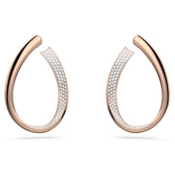 Exist hoop earrings, Medium, White, Rose gold-tone plated - Swarovski, 5636960