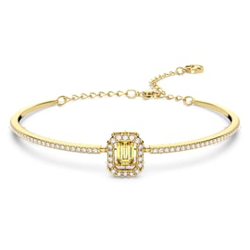 Millenia bangle, Octagon cut, Pavé, Yellow, Gold-tone plated 