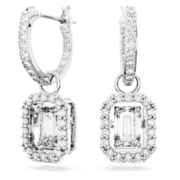 Millenia Oorhangers, Octagon-slijpvorm, Wit, Rodium toplaag - Swarovski, 5638495