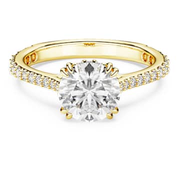 Stilla cocktail ring, Round cut, Pavé, White, Gold-tone plated