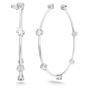 Constella Kreolen, Rundschliff, Klein, Weiß, Rhodiniert - Swarovski, 5638698