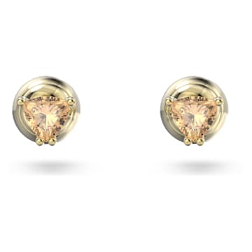 Clous d'oreilles Stilla, Taille trillion, Orange, Placage de ton or - Swarovski, 5639116