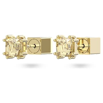 Clous d'oreilles Stilla, Taille Carré, Jaunes, Placage de ton or - Swarovski, 5639124