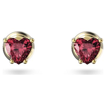 Florere stud earrings, Flower, Pink, 18K gold finish | Swarovski