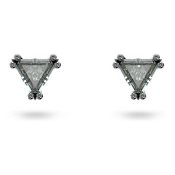 Σκουλαρίκια με καραφάκι Stilla, Κοπή Triangle, Γκρι, Επιμετάλλωση ρουθηνίου - Swarovski, 5639137
