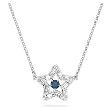 Stella pendant, Star, Blue, Rhodium plated - Swarovski, 5639186