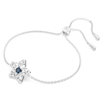 Stella 手链, 星星, 蓝色, 镀铑 - Swarovski, 5639187