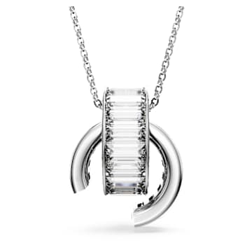 Přívěsek Matrix, Bagetový výbrus, Bílá, Pokoveno rhodiem - Swarovski, 5639628