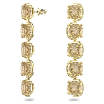 Viseči uhani Harmonia, Plavajoči kristali, Rezani v obliki blazine, Zlat odtenek, PVD zlatega odtenka - Swarovski, 5640043